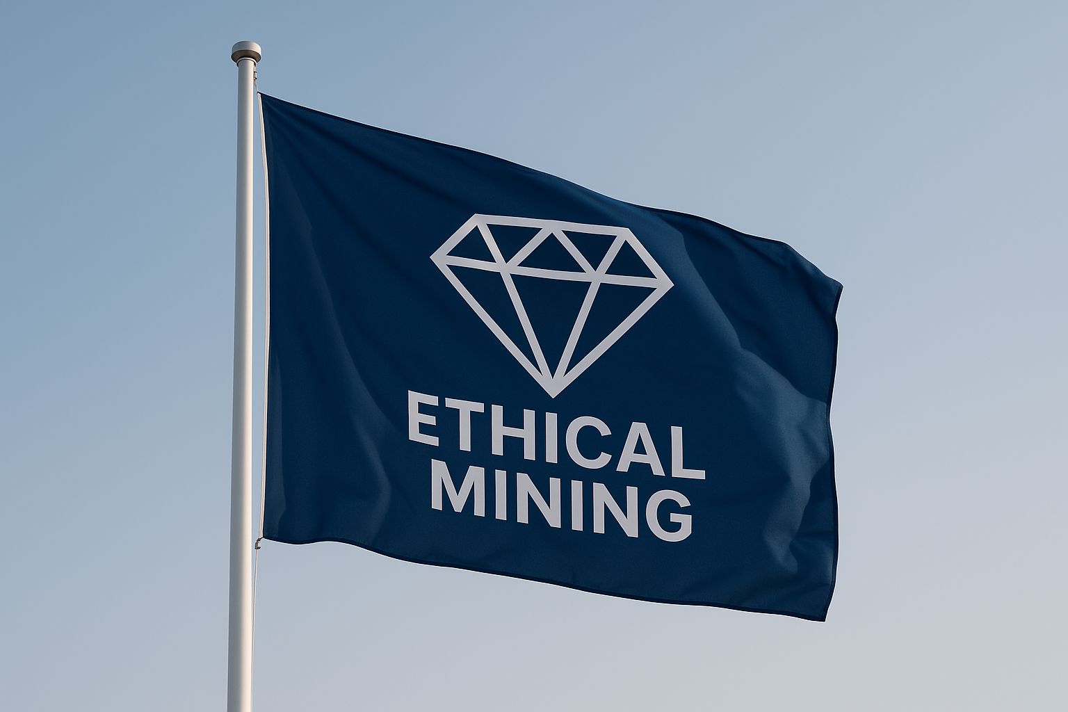 Flagga med certifiering för etisk gruvdrift för ansvarsfulla diamanter